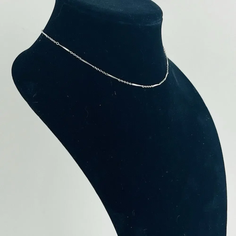Crown Trifari Station Necklace Choker Silver Tone Dainty Logo Geometric Thin Ang